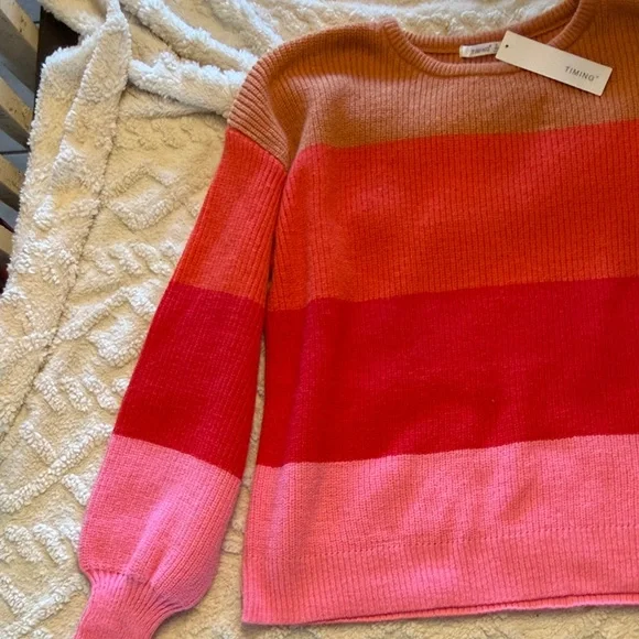 Timing Women's Colorblock Sweater - Pink, Red, and Brown - Picture 4 of 8